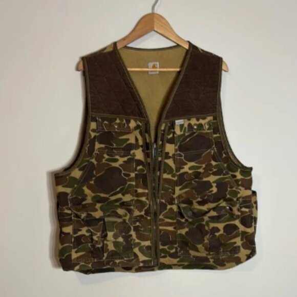 Vintage Carhartt Duck Camo Hunting Vest - Picture 1 of 8